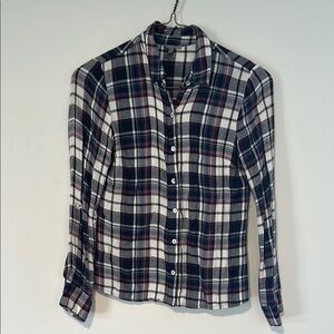 Charlotte Russe Blue and White Fitted Button Down Shirt